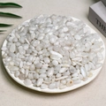 Polished natural white crystal quartz stones in a white plate for aromatherapy decor - White Moonlight (7-9mm) 100g