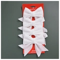 Pack of 4 sparkling white glitter bow ornaments with ribbons for Christmas tree decor - Small-Bright White-4Pcs