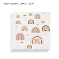 Detail von 20 Stück Boho-Regenbogen-Papierservietten mit Herz- und Wolkenmustern - Papierservietten 20 Stück - Regenbogen