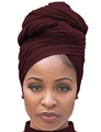 Deep burgundy jersey turban headband with soft pleated texture for women - One Size / Dark Wine Red
