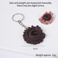 Realistic dark brown spiral cookie keychain model with 4cm diameter and metal ring - Deep Coffee C-Shape Spiral Cookie - Keychain