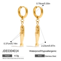 Gouden roestvrijstalen vissen oorbellen met afmetingen en totale lengte van 2,23 cm - Vis Hanger Oorknoppen (JDE0304014)