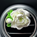 White jasmine flower car vent clip diffuser ornament with green leaves and buds - Unscented / White