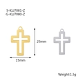 Ciondoli a croce in acciaio inossidabile oro e argento, dimensioni 23mm x 15mm - Croce Cava Semplice (S-KLJ7081-Z) / Color Acciaio