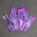 Leggings yoga tie-dye viola e grigi a vita alta con effetto push-up sui glutei - Taglia S / Pantaloni e gonne / Viola Stellato Aurora