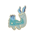 Gold-trimmed blue sea slug enamel brooch featuring floral and starry sky patterns - Light Blue Celestial Sea Slug