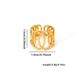 Detailed technical diagram showing dimensions and 1.5cm height of the gold geometric ring - Adjustable Open / Interlinked Oval Style (TYGR0177)