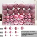Set da 100 palline di Natale rosa opache lucide e glitterate in tre diverse dimensioni - Rosa (100 Pezzi)
