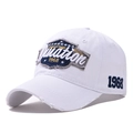 Cappellino da baseball vintage in cotone bianco con ricamo 1968 Duration e tesa larga - Regolabile / Bianco