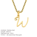 14K gold plated stainless steel letter W pendant necklace with heart detail - Letter W / 38+5cm / Gold