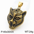 Colgante leopardo 3 ojos vintage punk de acero inoxidable con dimensiones 40x30mm - Dorado Sin Cadena (KP130537-TGX) / Dorado