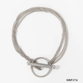 Collar de tres capas de acero inoxidable plateado con cierre de palanca OT texturizado - Pulsera (SBP174) / Plateado