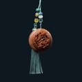 Green Sandalwood Butterfly Pendant with Blue Tassel and Luminous Stone Beads - Approx. 2x4.3cm / Green Sandalwood Long Rope Treasure Box - No Aroma Pill