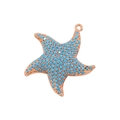 Detail of starfish pendant with rose gold base and turquoise micro-pave stones - Rose Gold Turquoise Zircon