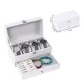 White double-layer PU leather watch box and jewelry organizer with clear display window - 4-Slot White (White Stitching)