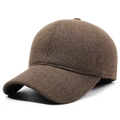 Dark brown wool blend baseball cap with warm fleece texture for winter outdoor wear - Adjustable (56-60cm) / Coffee