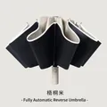 Sycamore Beige automatic inverted umbrella with folding mechanism and round handle - 10-Rib Reflective Auto / Sycamore Beige