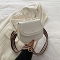 Chic white saddle shoulder bag with stylish red and green striped webbing strap - White