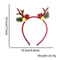 Red Christmas reindeer antler headband with size dimensions of 19.7cm height and 16.5cm width - Brown Antler With Pom-poms