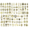 Assorted gold alloy charms featuring tree of life, music notes and heart shapes for DIY - 100 Style Set (SN1020) / 100pcs Pack / Antique Gold