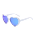 Chic heart-shaped sunglasses with white frames and blue-purple gradient lenses - White Frame Blue Mirror Polarized