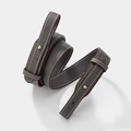 Adjustable taupe pebbled leather strap with contrast white stitching and gold hardware - Grey With Gold Buckle