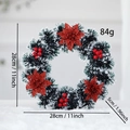 Künstlicher Weihnachtskranz mit roten Weihnachtssternen und Schneenadeln, 28cm groß - D1-2 Weiß Gefrosteter Grüner Kranz Mit Roten Blumen
