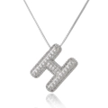 Macro detail of silver H-letter pendant with full pave-set cubic zirconia stones - Letter H
