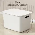 White 30L plastic storage box with lid and handles, dimensions 41x30.5x24.5cm - Giant (41x30.5x24.5cm) / White