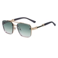 Retro square sunglasses with gold metal frame and gradient green lenses for men - Gold Gradient Green