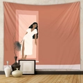 Artistic Bohemian wall tapestry featuring a modern woman illustration in a home setting - Mld203 / 73X95CM (Brushed Fabric)