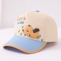 Dettaglio cappellino da baseball in cotone bicolore con orsetto 3D e ricamo per bambini - 52cm (2-5 Anni) / Bianco Sporco