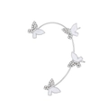 Silver butterfly ear cuff featuring white enamel and sparkling rhinestone accents - Silver B Style Left