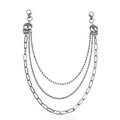 Mehrlagige silberne Metall-Taillenkette mit Totenkopf-Strass-Anhängern für Jeans und Röcke - Mehrlagiger Strass Totenkopf Dekor Stil (ZW1105)