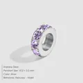 Zilveren roestvrijstalen kraal met paarse geboortesteen strassteentjes voor februari - Februari Violet (FEB-VIOLET) / 10.5x3.5mm / Zilver