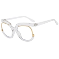 Gafas anti-luz azul Y2K de gran tamaño transparentes con detalles en metal dorado - Transparente