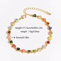 Buntes Armband mit Herzen im Evil Eye Design und Zirkonia Steinen in Goldfarben - Bunter Böser Blick Stil (Gold 1)