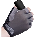 Gray and black half-finger cycling gloves with breathable mesh and grip padding - Basic Anti-Slip Grey