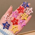 Colorful star-shaped metal hair clips set for kids with smooth lacquer finish - Creamy White Star Clip Set - 10 Pcs