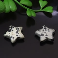 Polished Dalmatian jasper star-shaped stone pendant with natural black spots - Spotted Stone