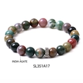 Natural India agate beaded bracelet with multi-color stones and metal faceted spacer - SL351A17 India Agate Bracelet