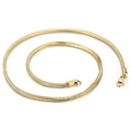 Golden flat snake bone chain necklace in titanium steel with lobster clasp on white background - Gold (KN203639-Z)