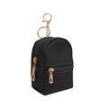 Mini porte-clés sac à dos noir en cuir PU avec fermeture dorée et motif à losanges - Noir