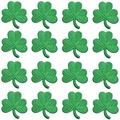 16-delige set groene klaver geborduurde patches voor St. Patrick's Day in 4x4-layout - Klaverset (Groot)