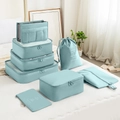 8-piece light blue travel storage bag set in waterproof nylon for luggage organization - New Bag-in-Bag 8-Piece Set / Lake Blue