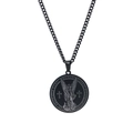 Collar de acero inoxidable negro con colgante de San Miguel y cadena de eslabones - Negro