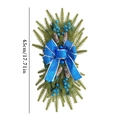 Christmas teardrop swag with royal blue bows, pine cones and berries, 45cm height - Without Lights / Blue