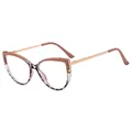 Cat-eye glasses frame with champagne gold metal and brown tortoiseshell accents in color C6 - Upper Khaki Lower Leopard