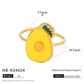 Detail view of avocado pendant ring with dimensions and waterproof stainless steel specs - Avocado Slice (NB-R24424)