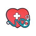 Ciondolo medico in PVC cuore rosso e stetoscopio per decorare scarpe e distintivi - Stetoscopio a Cuore